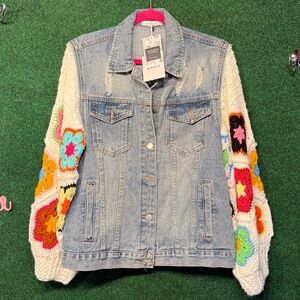 429 Miracle Jean jacket with crochet arms